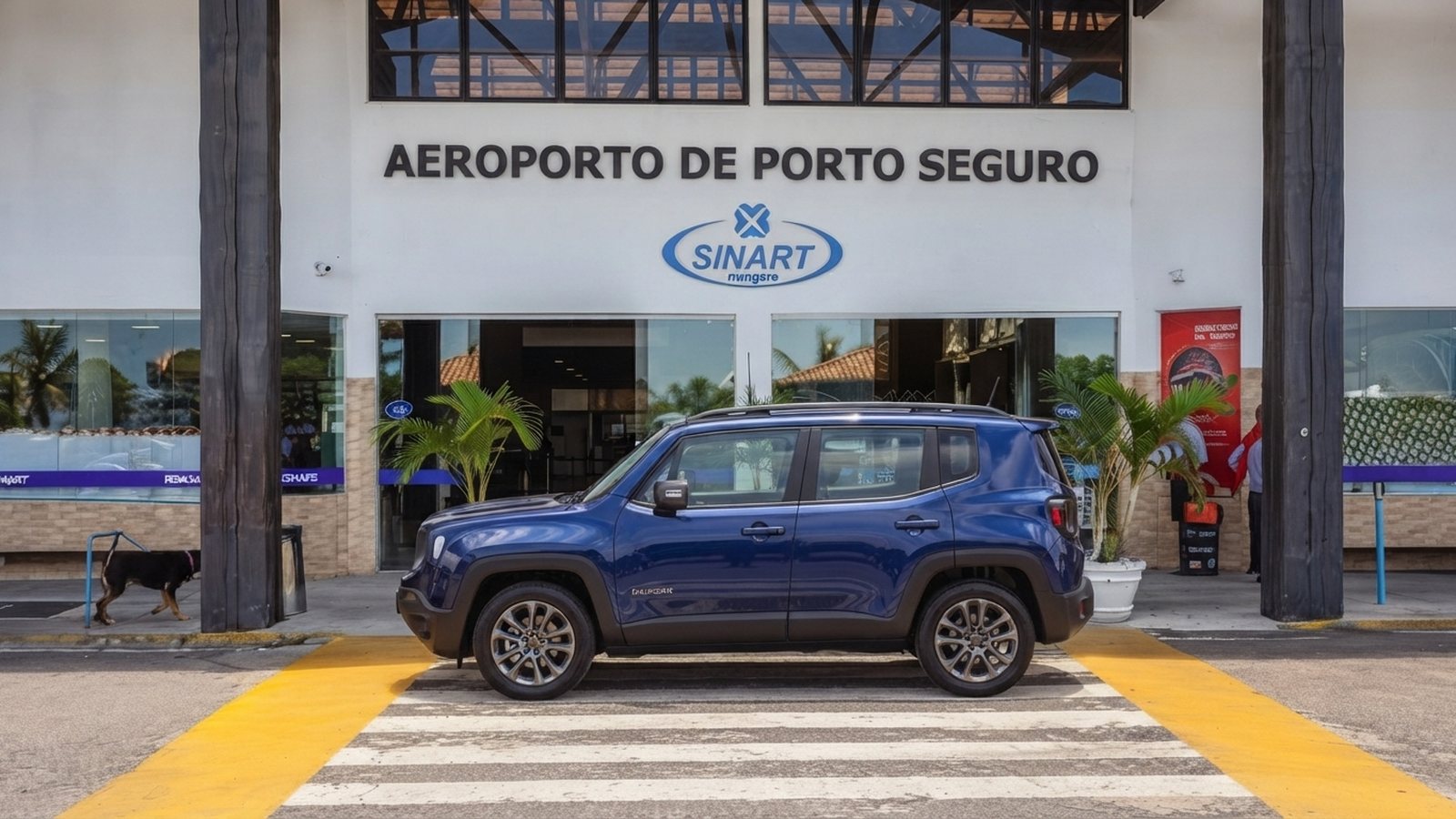 Carro em frente ao Aeroporto de Porto Seguro